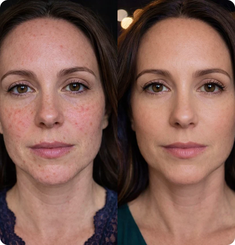 Before and after transformation profile for Lena, 48